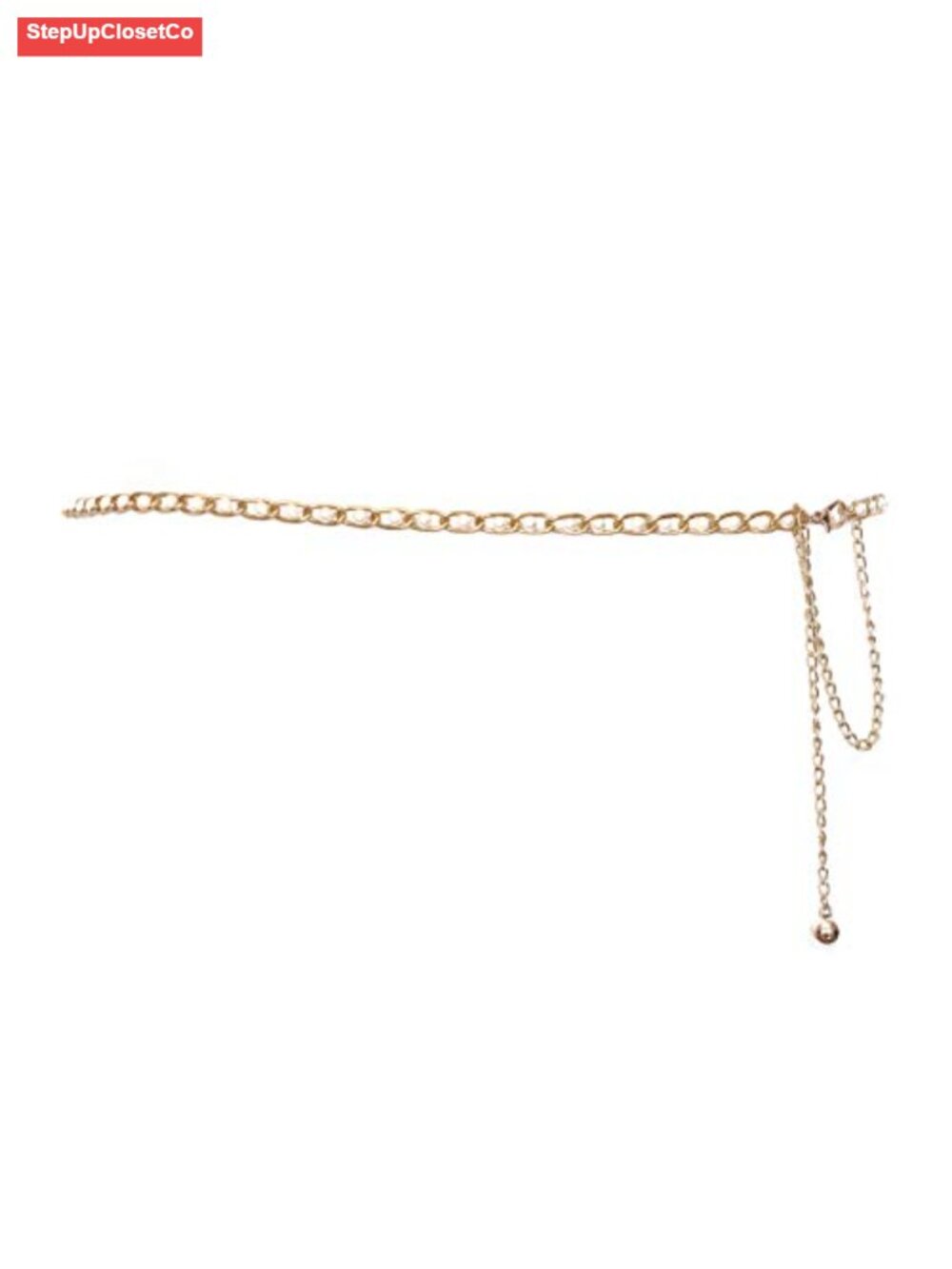 Faux Pearl Gold Chain Link Adjustable Waist Belt Plus Size